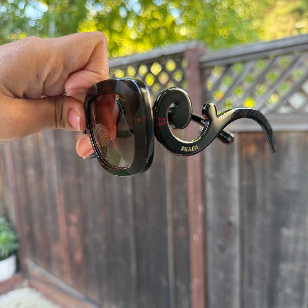 Prada SPR 27O Black Sculptural Swirl Arm Sunglasses Italy - Picture 4 of 14